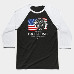 Proud Dachshund Dad American Flag patriotic dog Baseball T-Shirt